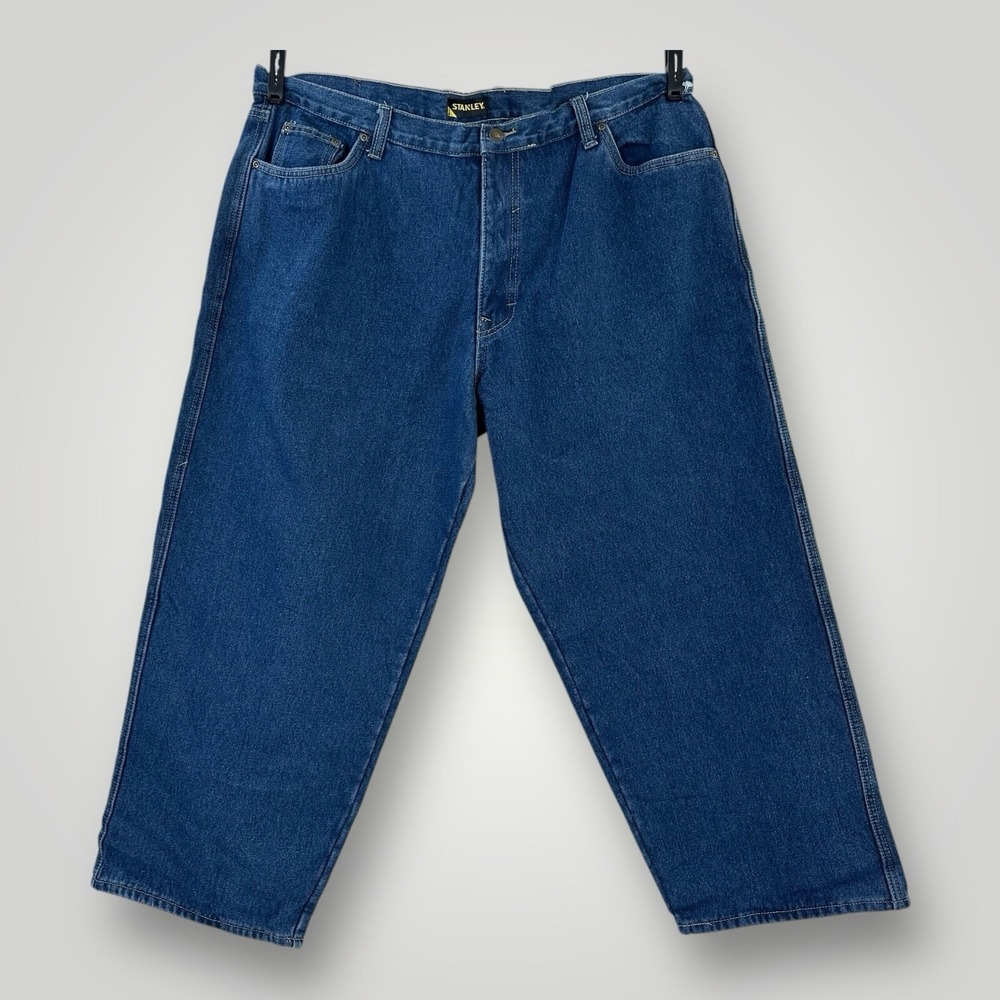 NEW Stanley Classic‎ Fit Flannel Fleece Lined Denim Jeans Mens 44x29 Blue NWT